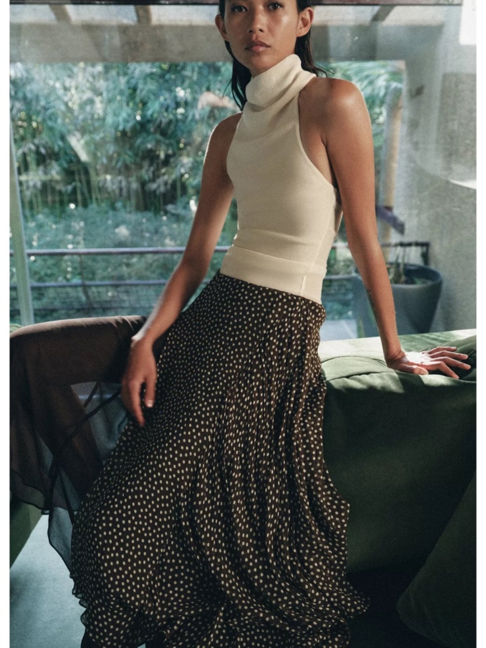 NWT ZARA ZW COLLECTION asymmetric polka dot skirt